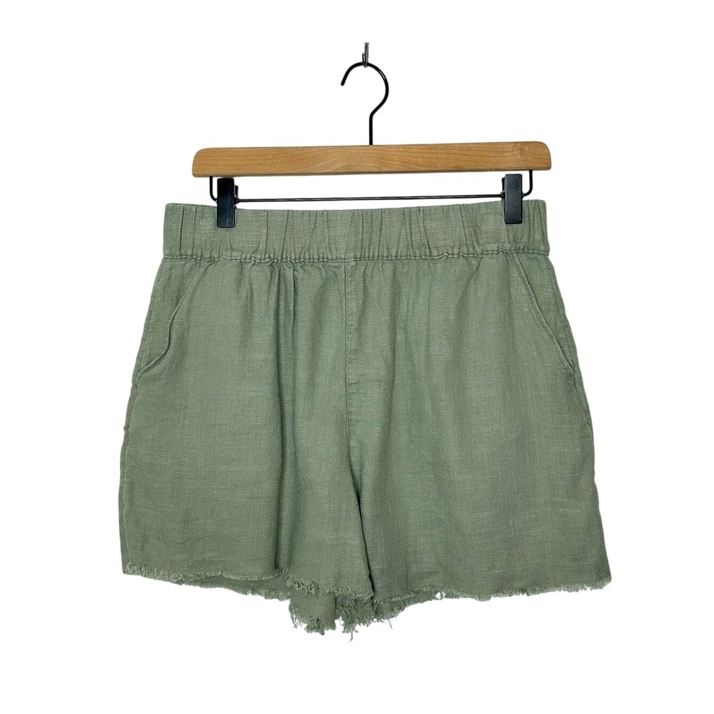 Blank NYC Womens Casual Linen Blend Olive Green Pull On Shorts Small S